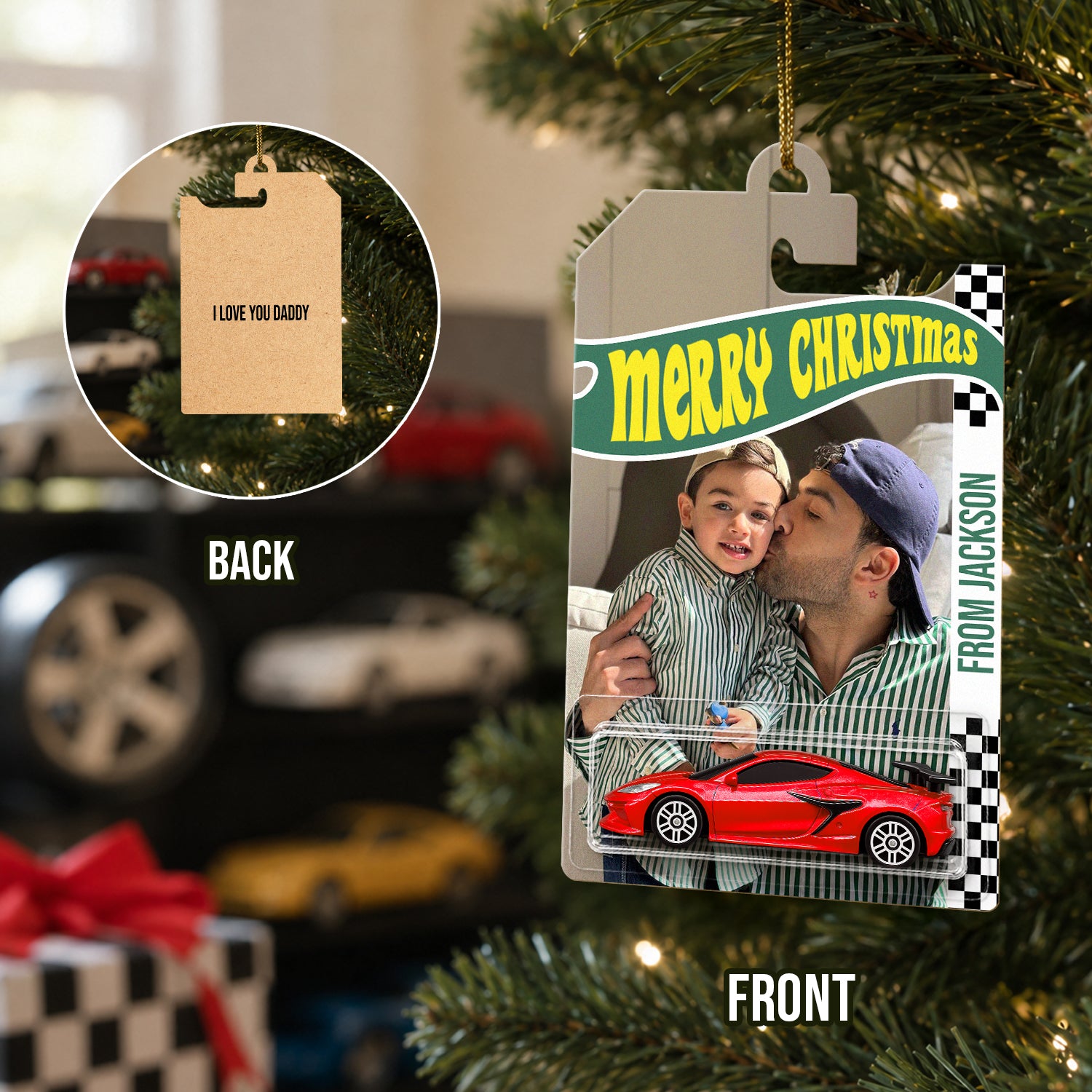 Custom Photo Merry Christmas Dad Wheels Packaging Ornament, Christmas Day Gift LM32 669673