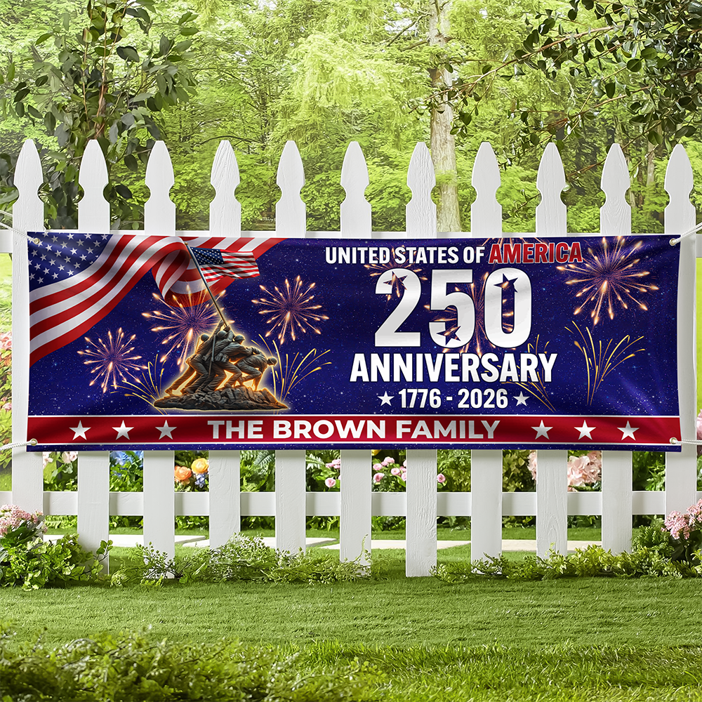 Personalized Family Name 1776-2026 250th Anniversary USA Patriotic Banner HA75 920728