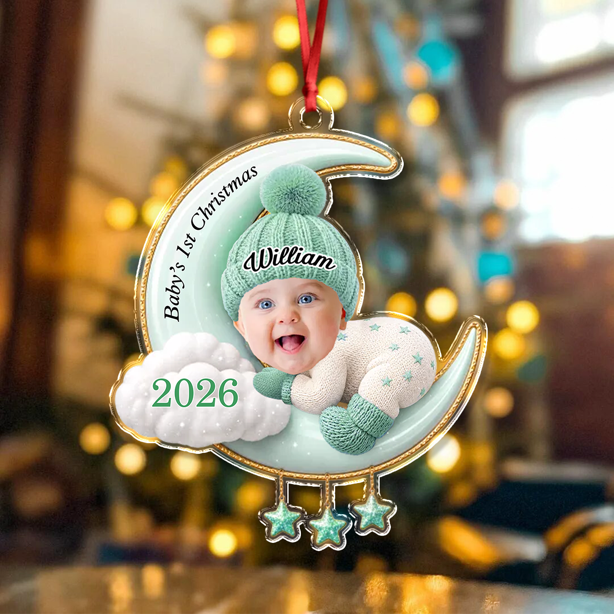 Custom Baby Photo First Christmas Acrylic Ornament, Personalized Christmas Baby Shower HA75 922068