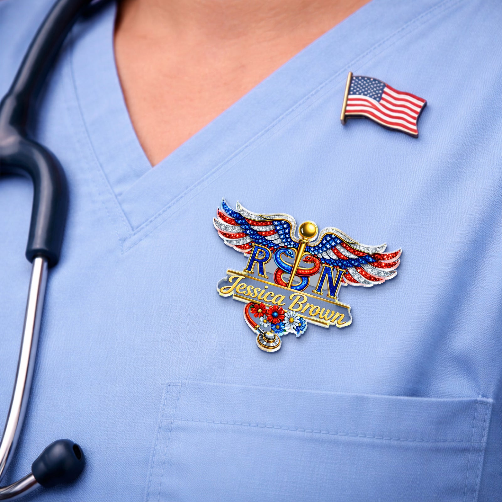 Personalized Name Registered Nurse Acrylic Pin HO82 901960