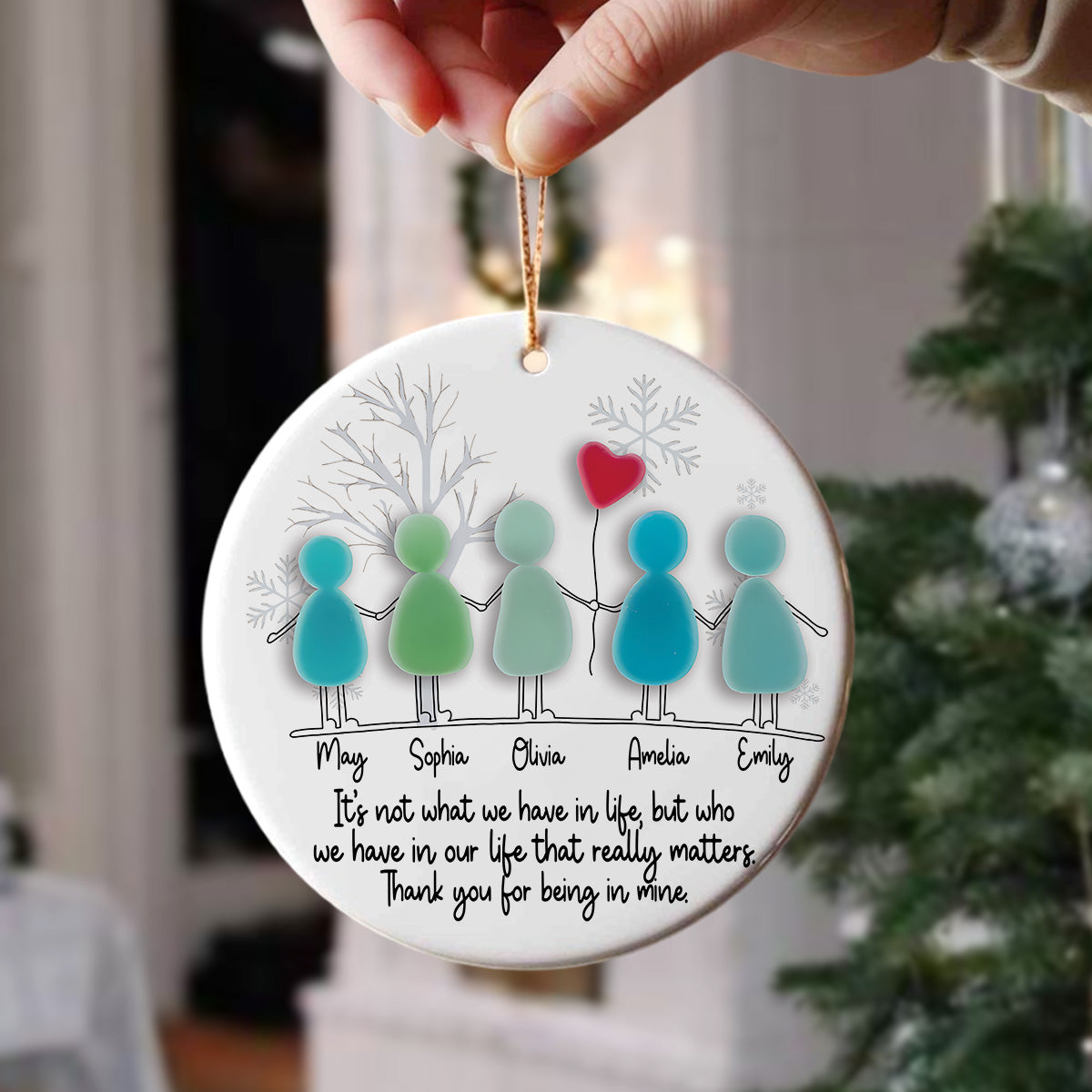 Custom Photo Sea Glass Friendship Besties Ceramic Ornament HO82 900222