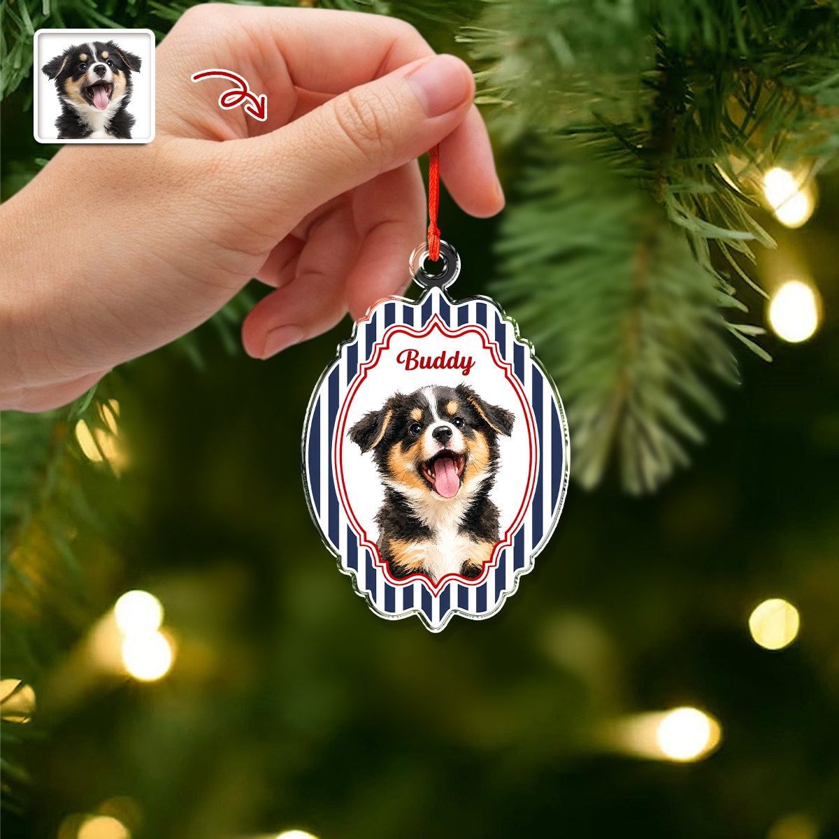 Custom Photo Dog Cat Pet Acrylic Ornament, Personalized Gift For Pet Lovers HA75 919112
