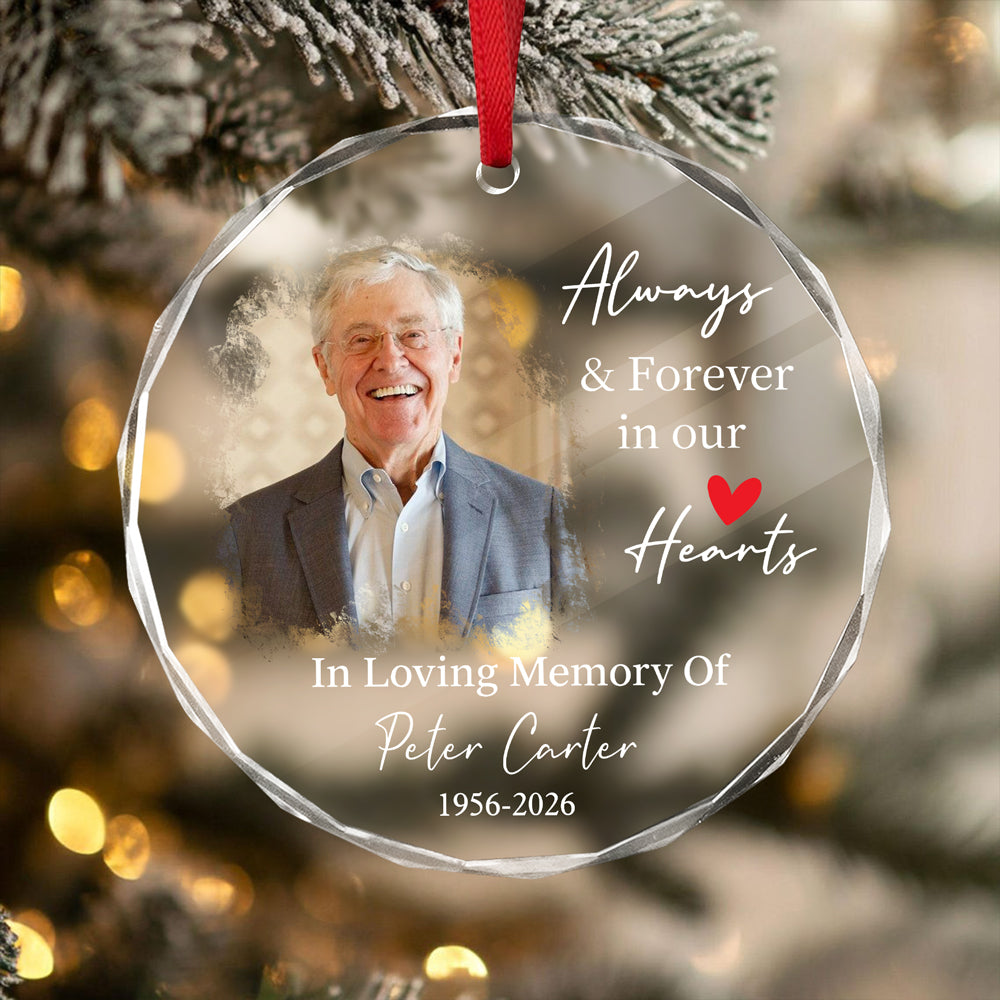 Custom Photo In Loving Memory Keepsake Memorial Glass Ornament HO82 903900