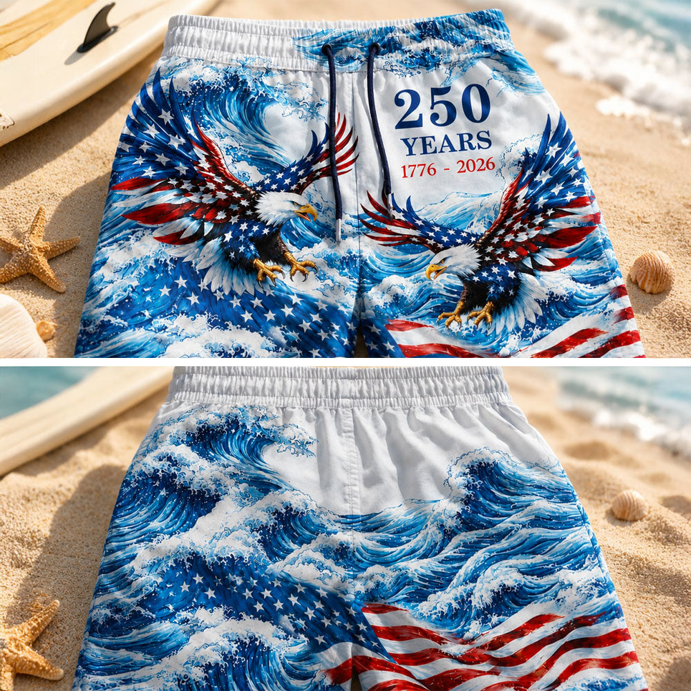 Patriotic Eagle 250 Years Freedom USA Flag Beach Short LM32 669361