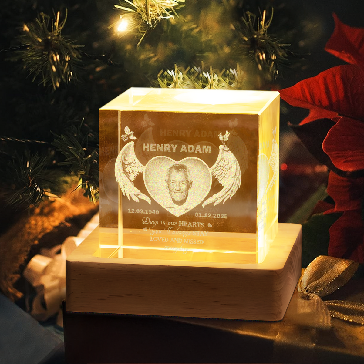 Personalized Deep In Your Hearts Engraved Crystal Photo With Light Memorial Gift LM32 897891