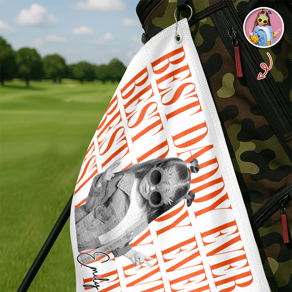 Personalized Vintage Photo Best Dad Ever Golf Towel For Golf Lovers For Father's Day Gift CH07 911504