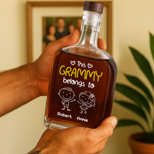 This Grandpa Belongs To Us - Personalized Custom Whiskey Bottle HO82 894470