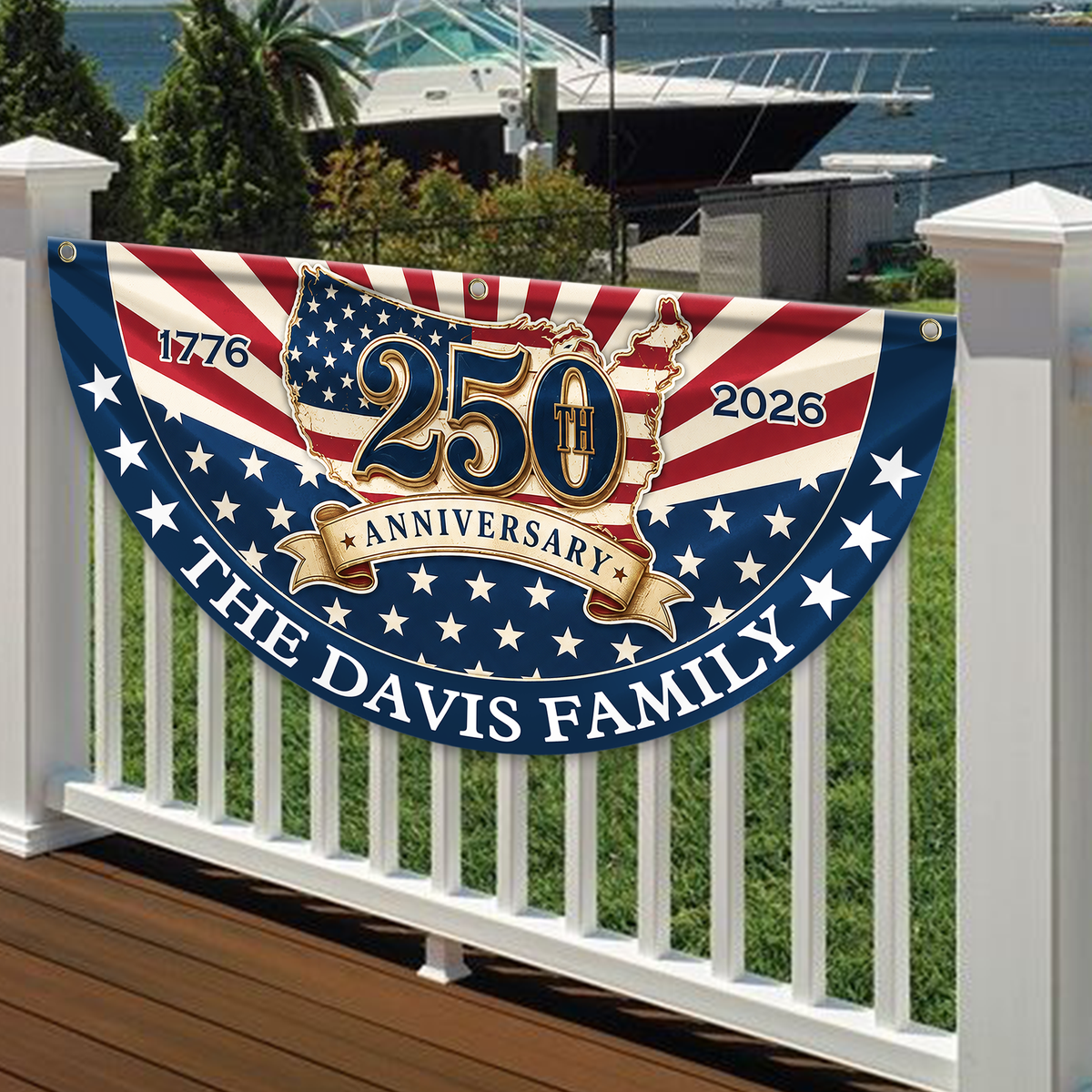 Custom Family Name 250th Anniversary 1776-2026 America Flag CH07 911976