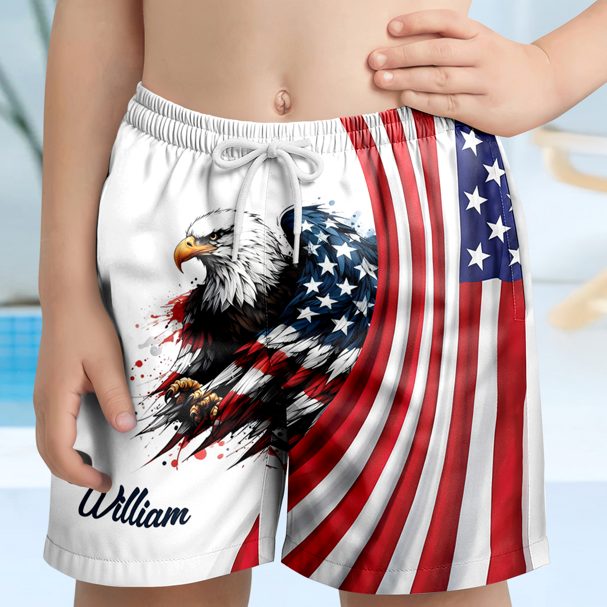 Custom Name America Pride 250 Years Anniversary 1776–2026 Eagle Kid Beach Short TH10 169403