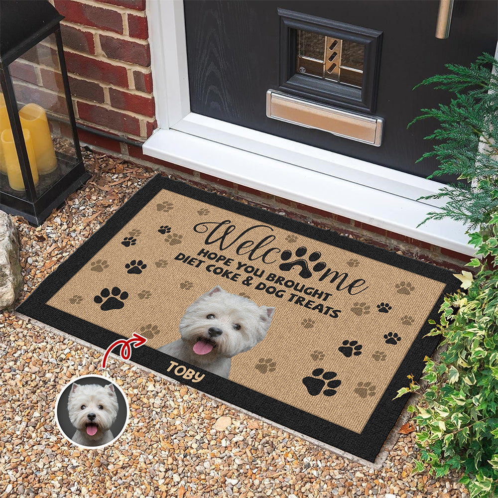 Custom Photo Dog Hope You Bought Diet Coke and Dog Treats Doormat HA75 892926