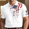 Custom Name Golf Ball Pattern American Flag Polo Shirt, Personalized USA Patriotic Golf Shirt Gift for Men HA75 898578