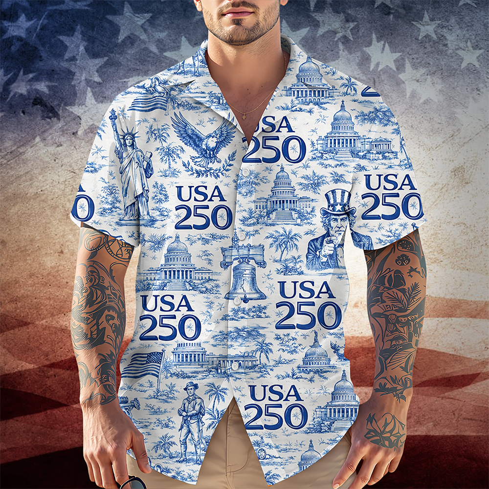 America 250th Anniversary Toile De Jouy Style Hawaii Shirt CH07 910426