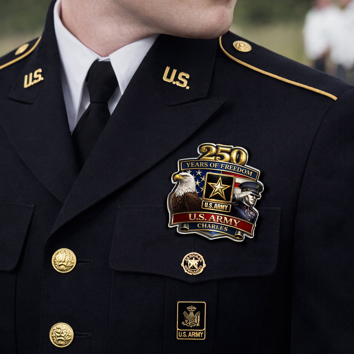 Personalized Military Branch 250 Years Of Freedom 1776–2026 Acrylic Pin - Patriotic Military Memorial Gift HO82 901934