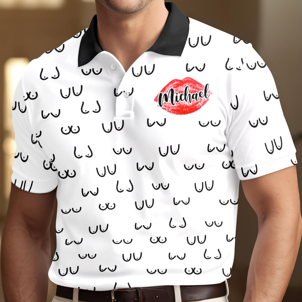 Custom Name Funny Women Breast Doodle Personalized Polo Shirt Funny Gift For Men HA75 898742