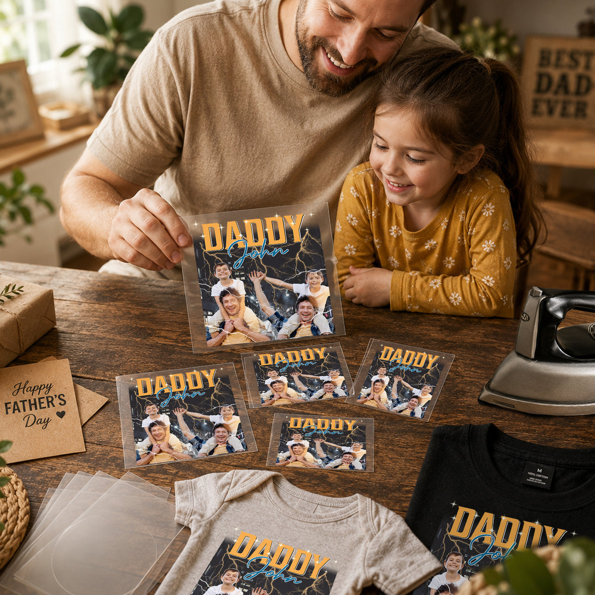 Personalized Portrait Photo With Retro Style DTF Transfer - Gift For Dad, Father's Day HO82 902474