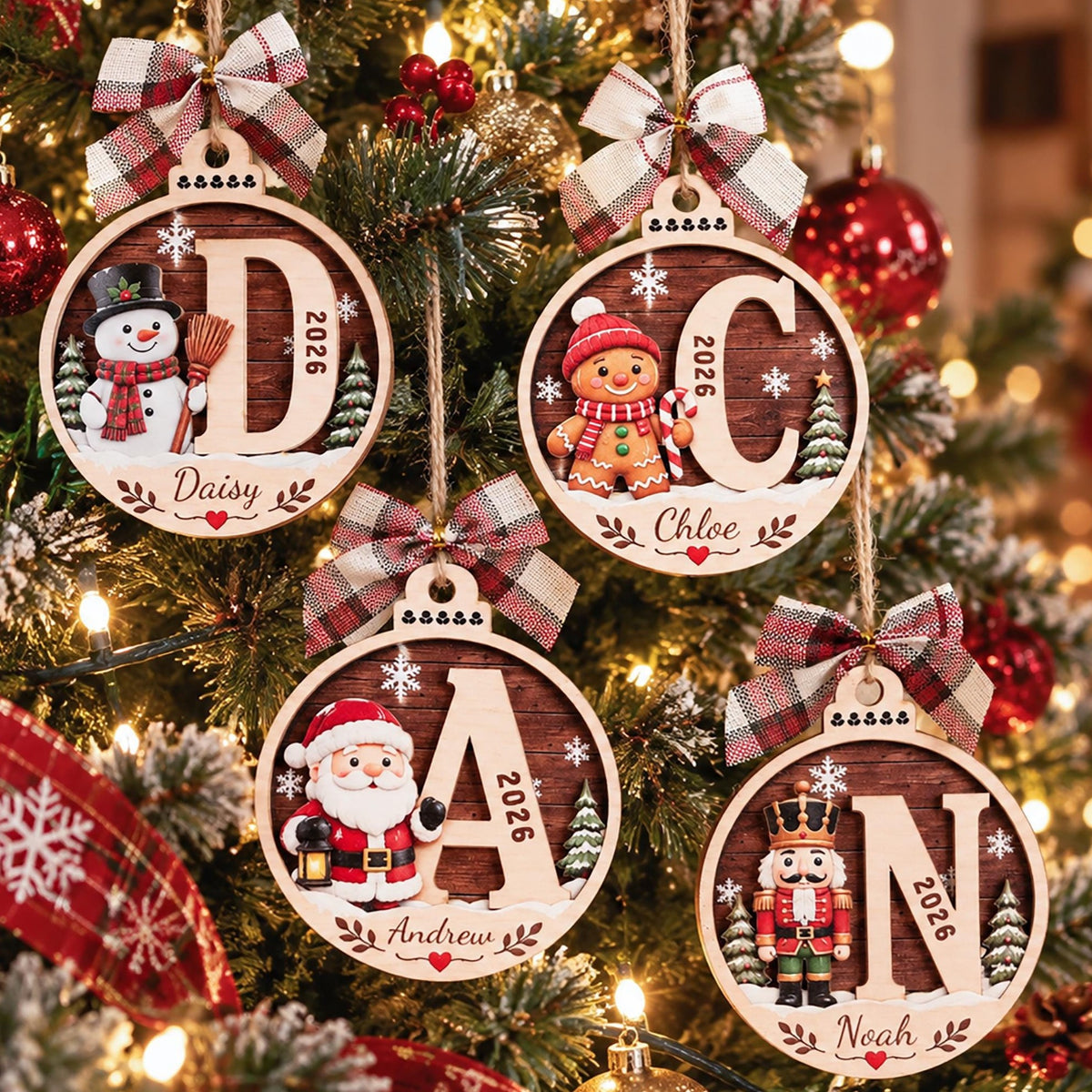 Personalized Initial Christmas 2 Layers Wooden Ornament, 2026 Keepsake Gift LM32 670493