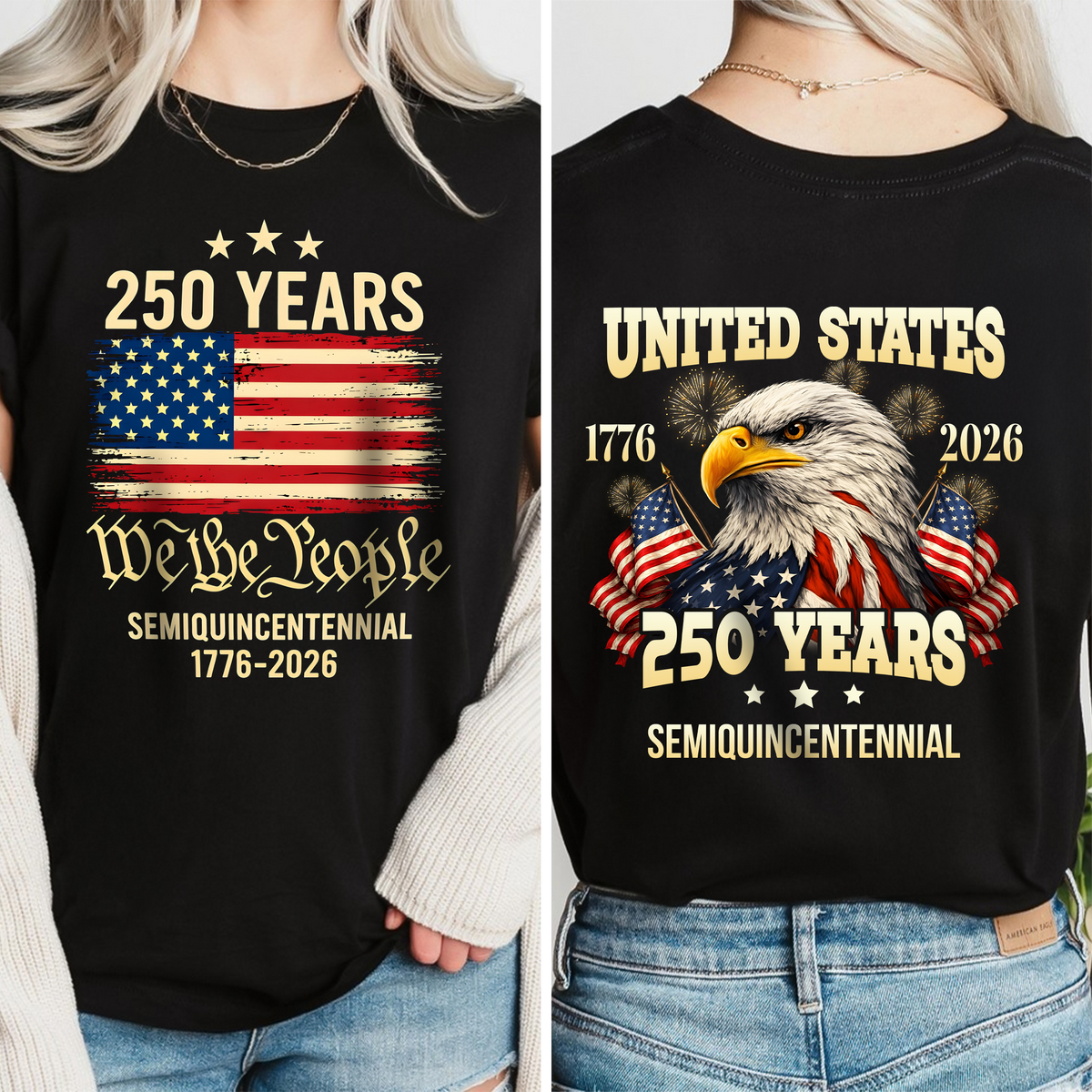 USA 250 Years Semiquincentenial Back & Front Shirt Pround of American Shirt CH07 910952