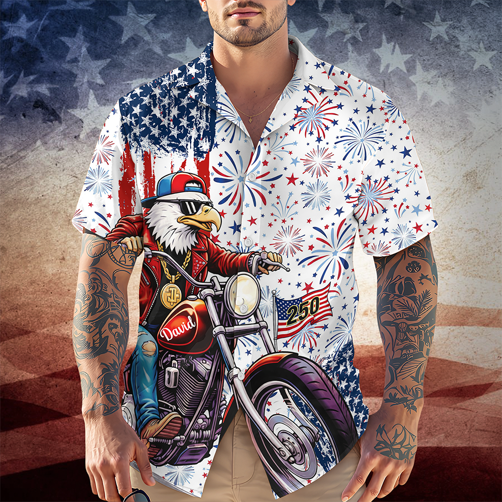 Personalized Name Eagle US Flag Hawaii Shirt HA75 920892