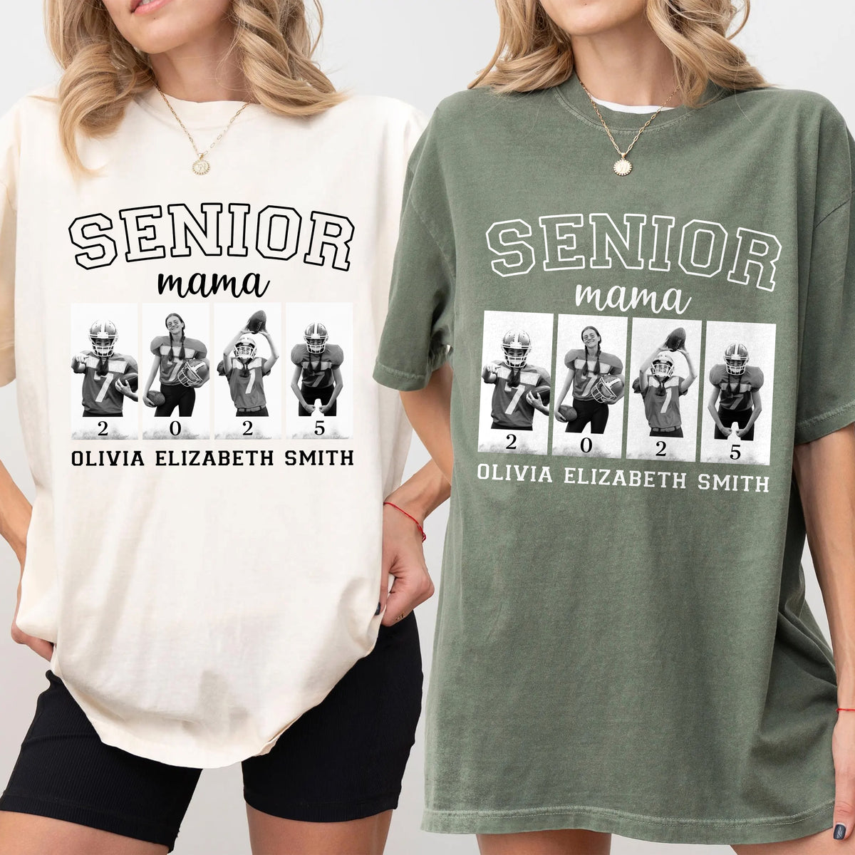 Custom Photo Senior Football Mama Comfort Color Shirt Gifts For Football Mom, Football Lover CH07 899444