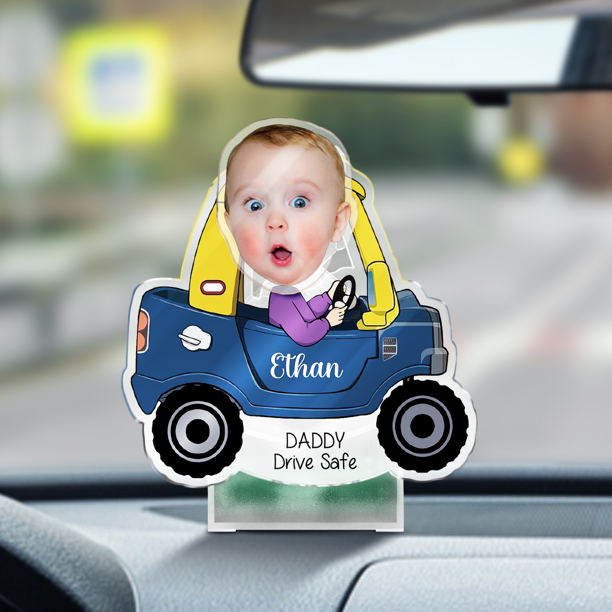 Custom Photo Father's Day Gift, Kids Face Bobblehead Gift for Dad, Drive Safe Daddy, Gift for New Dad Shaking Head Standee HO82 893830