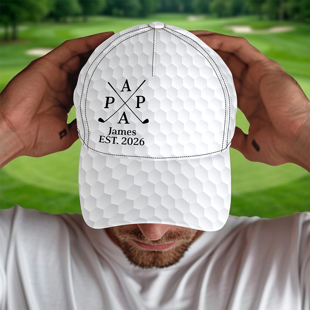 Custom Kids Names Papa Golf Pattern Classic Cap - Personalized Gift for Dad HA75 921264