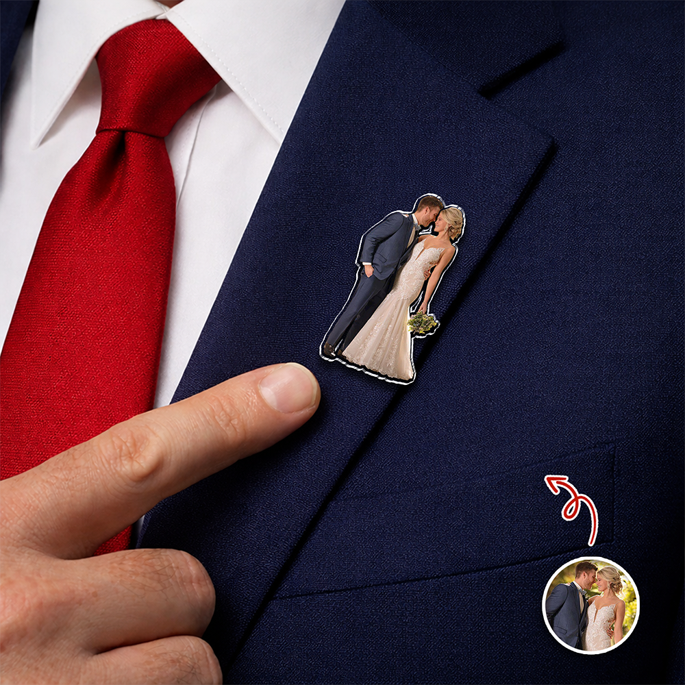Custom Wedding Photo Acrylic Pin for Groom Newlywed Gift CH07 911078