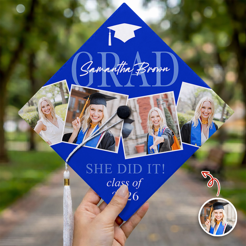 Custom Photo Grad She Did It Personalized Graduation Cap Topper HA75 920618