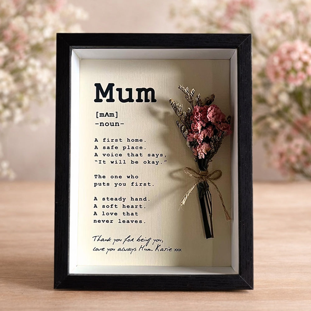 Personalized Mum Shadow Box Frame With Mini Dry Flower Bouquet, Mothers Day Gift HA75 920798