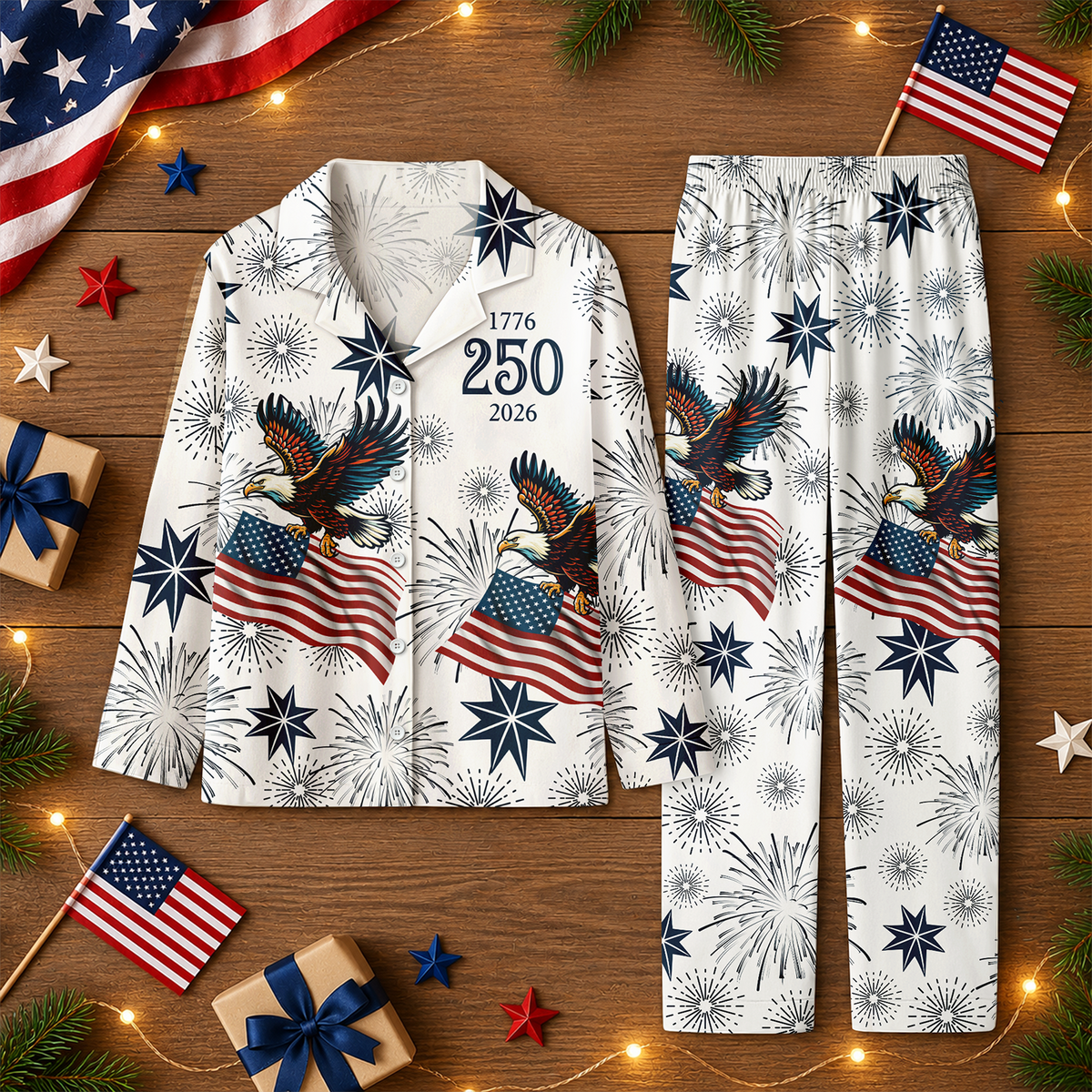 Personalized 250th Anniversary 1776-2026 American Flag Pajamas TH10 171107