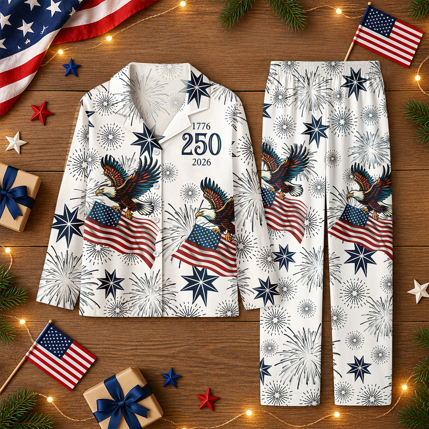 Personalized 250th Anniversary 1776-2026 American Flag Pajamas TH10 171107