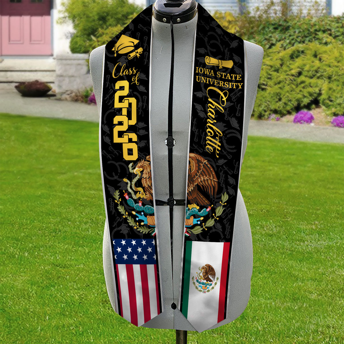Custom Class of 2026 Mexican American Flag Graduation Stole TH10 898307