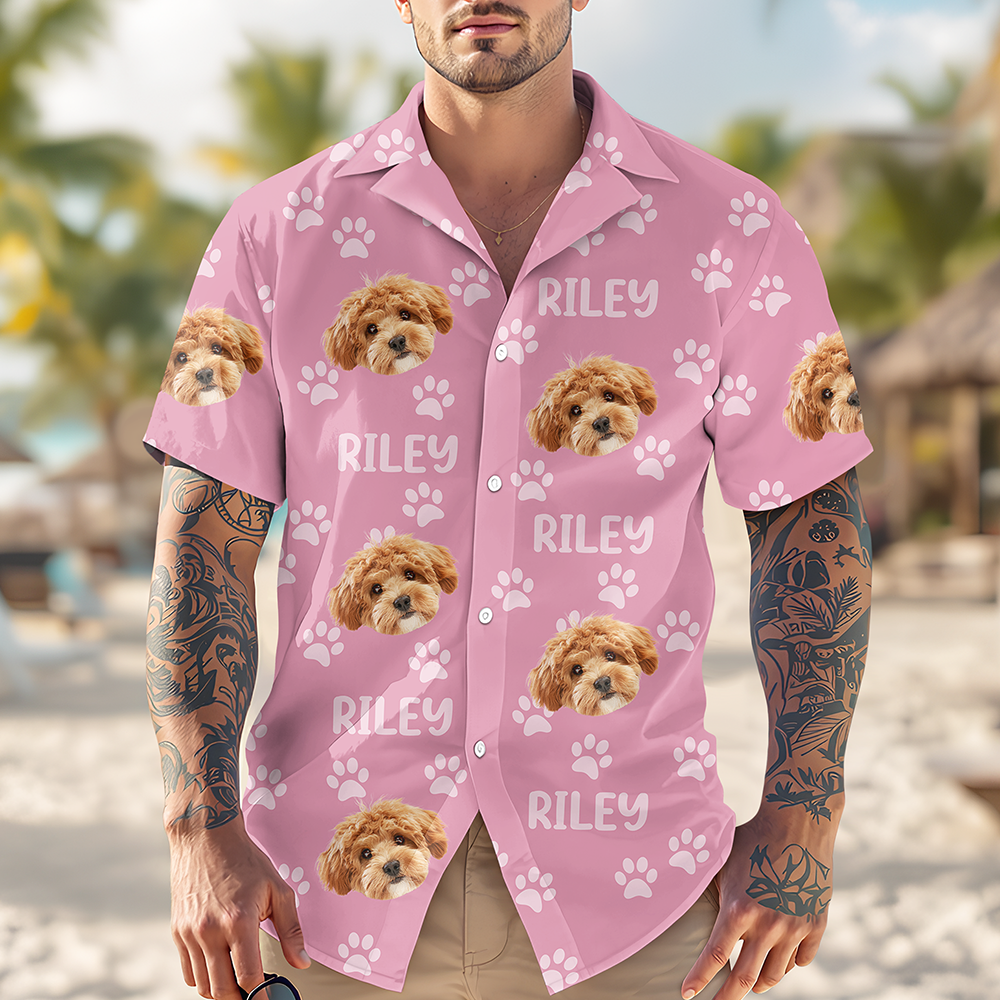 Custom Photo Funny Pet Face Pattern Dog Cat Family Hawaii Shirt HA75 892312