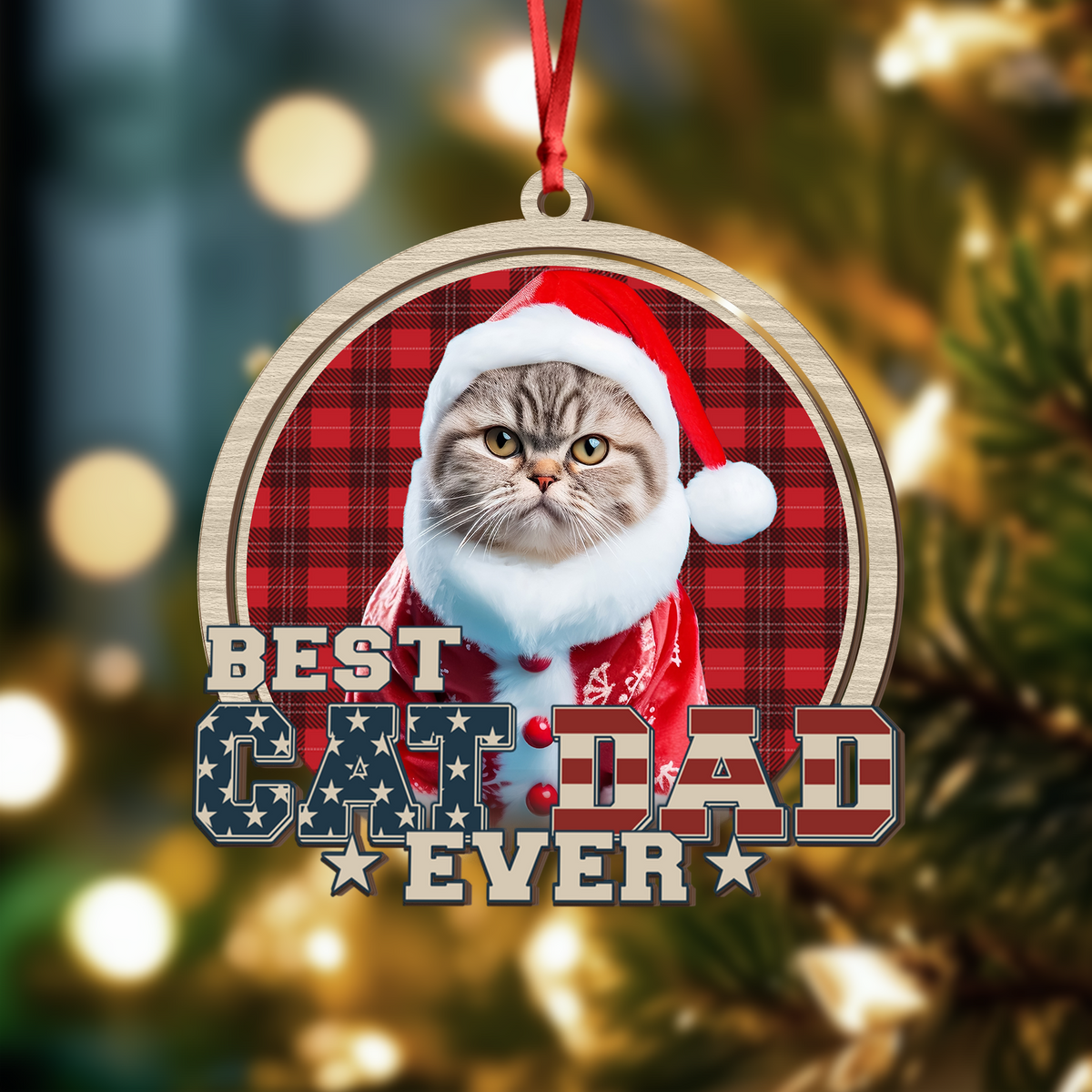 Custom Photo Best Cat Mom Cat Dad Wood Ornament LM32 895921