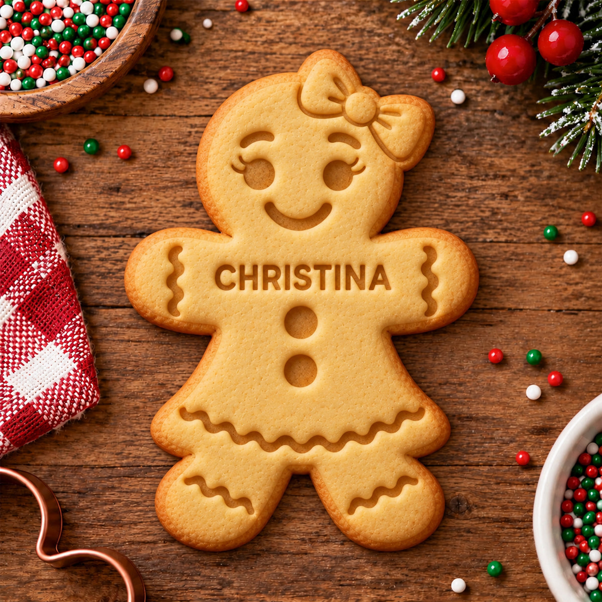 Personalized Name Gingerbread Shaped Cookie Stamp Gift For Family HA75 922186