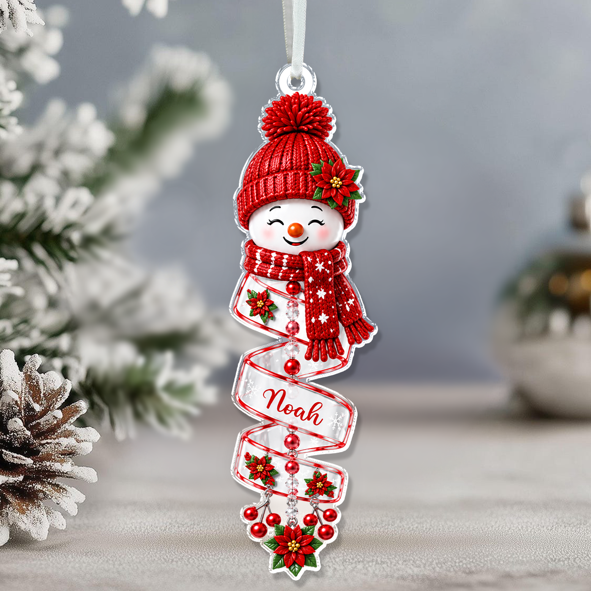 Custom Name Snowman Christmas Acrylic Ornament, Personalized Holiday Keepsake, Christmas Decoration HA75 919214