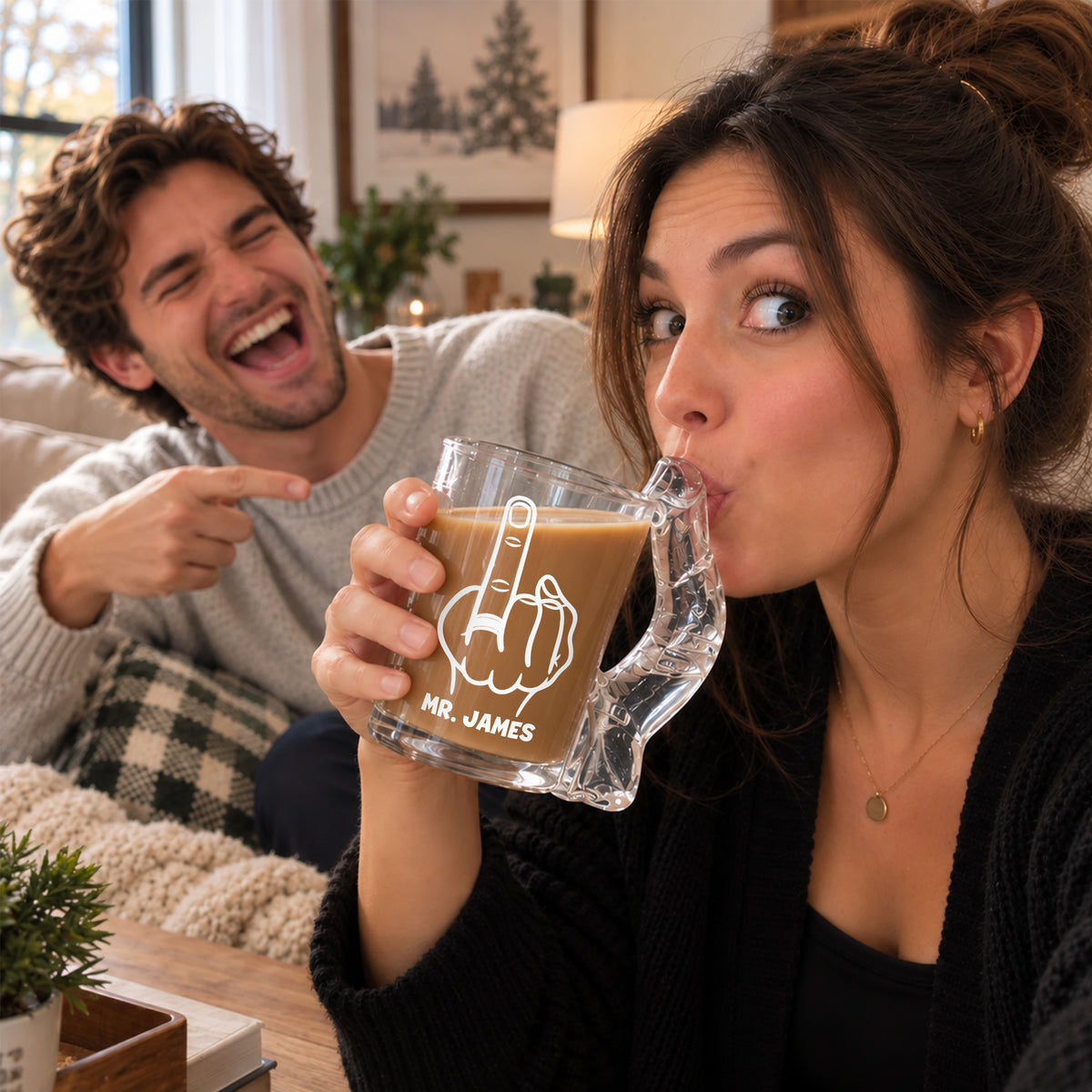 Personalized Middle Finger Naughty Glass Mug Gift For Him Her LM32 670223