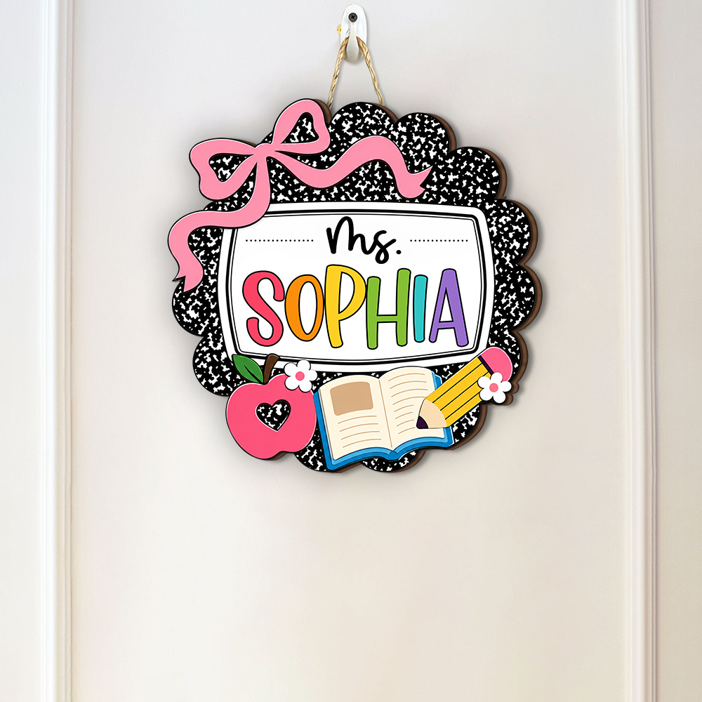 Custom Teacher Name Door Sign – Personalized Classroom Welcome Decor for Teachers TH10 170313