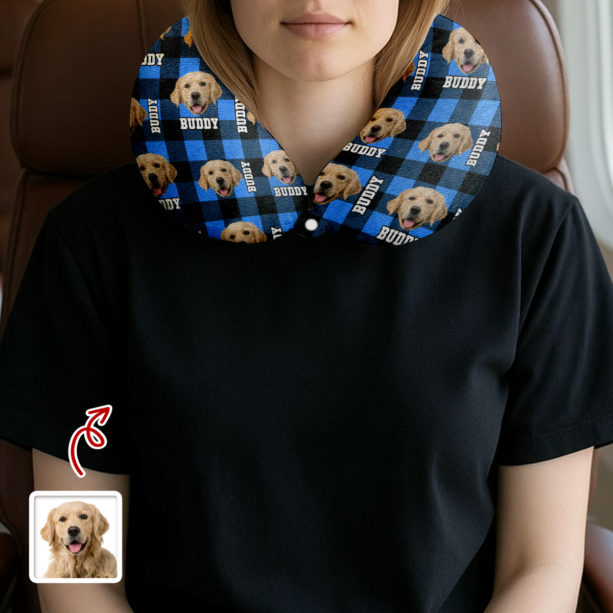 Custom Photo Name Dog Cat Travel Neck Pillow For Dog Cat Lovers LM32 897361