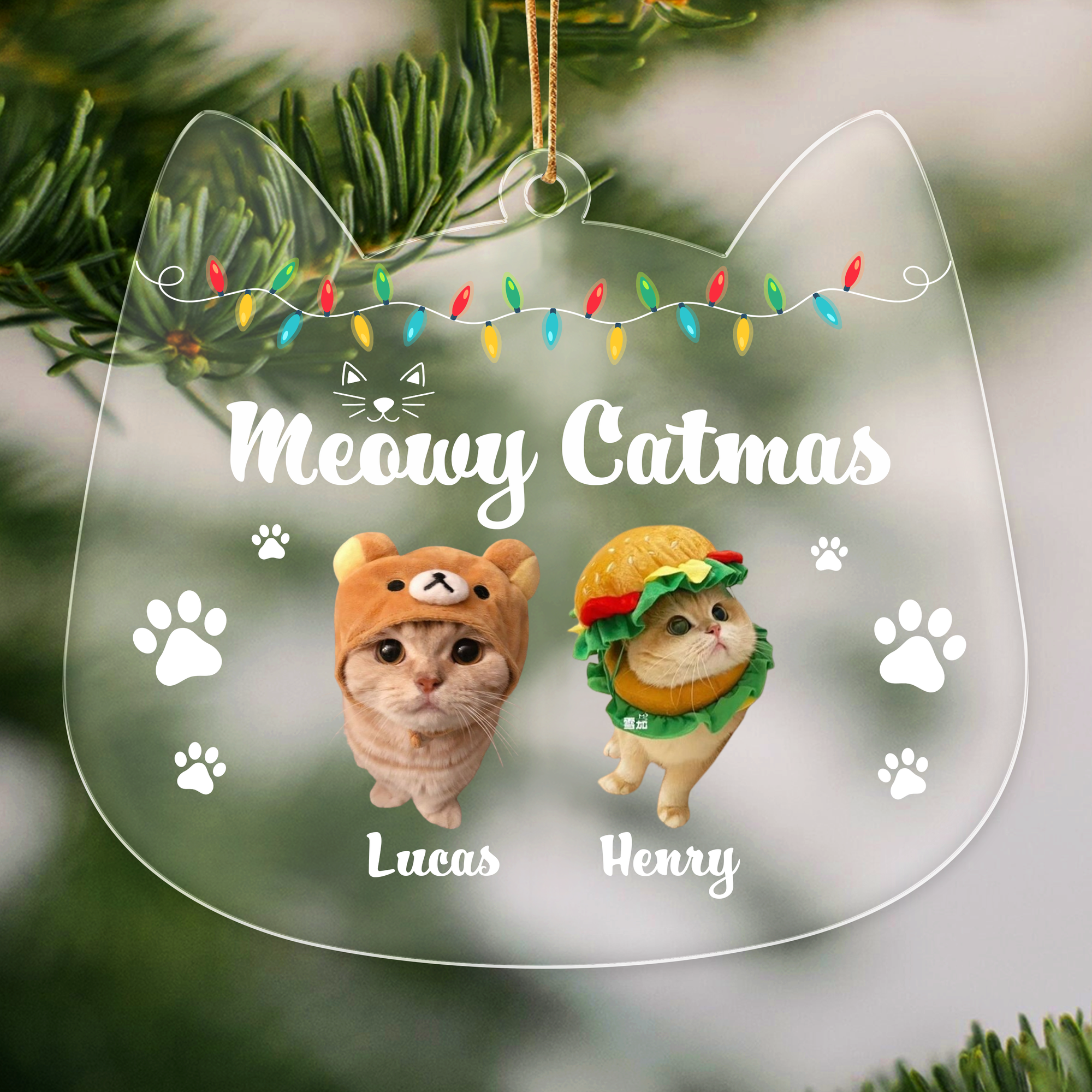 Custom Photo Meowy Catmas Cat Acrylic Ornament HA75 891088