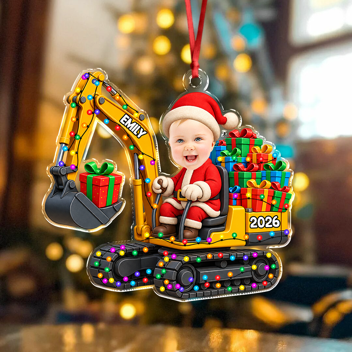 Custom Photo Excavator Personalized Christmas Acrylic Ornament HA75 922012