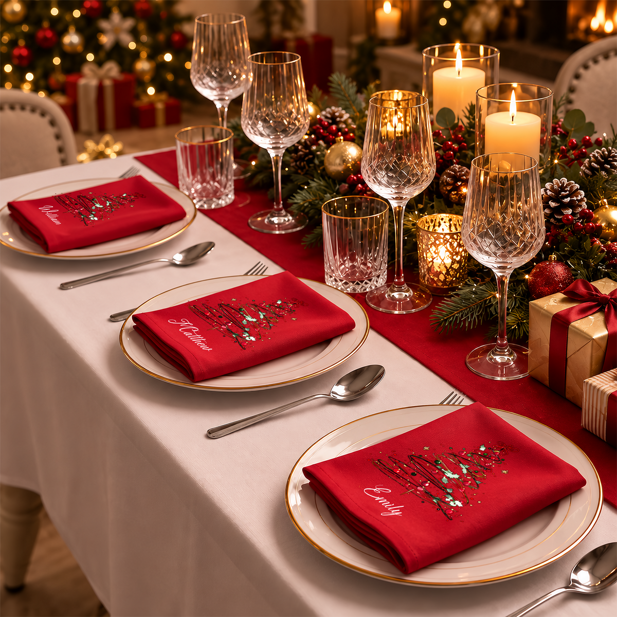 Custom Name Christmas Tree Reusable Cotton Napkin HA75 919384