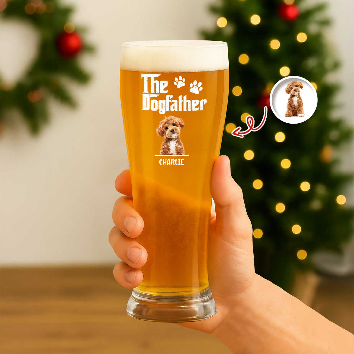 Custom Dog Photo The Dog Father Pilsner Glass Gift for Dog Lovers HA75 892882