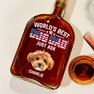 Custom Photo American Best Dog Dad - Personalized Whiskey Bottle HO82 894144