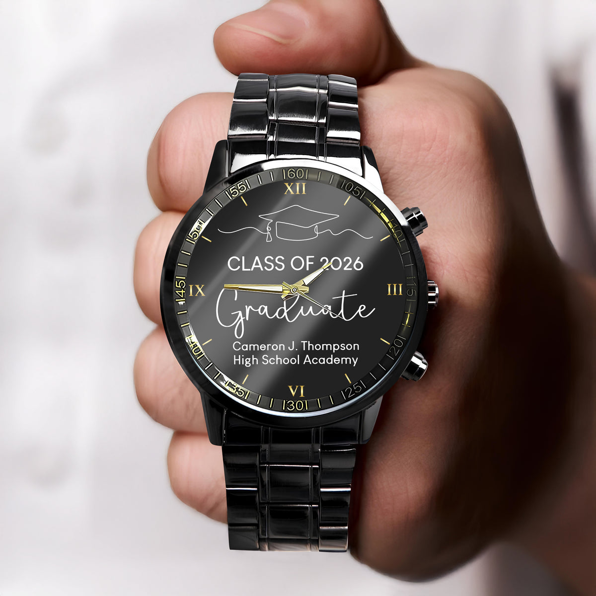 Custom Name Class of 2026 Graduation Men’s Watch – Personalized Graduate Gift CH07 910278