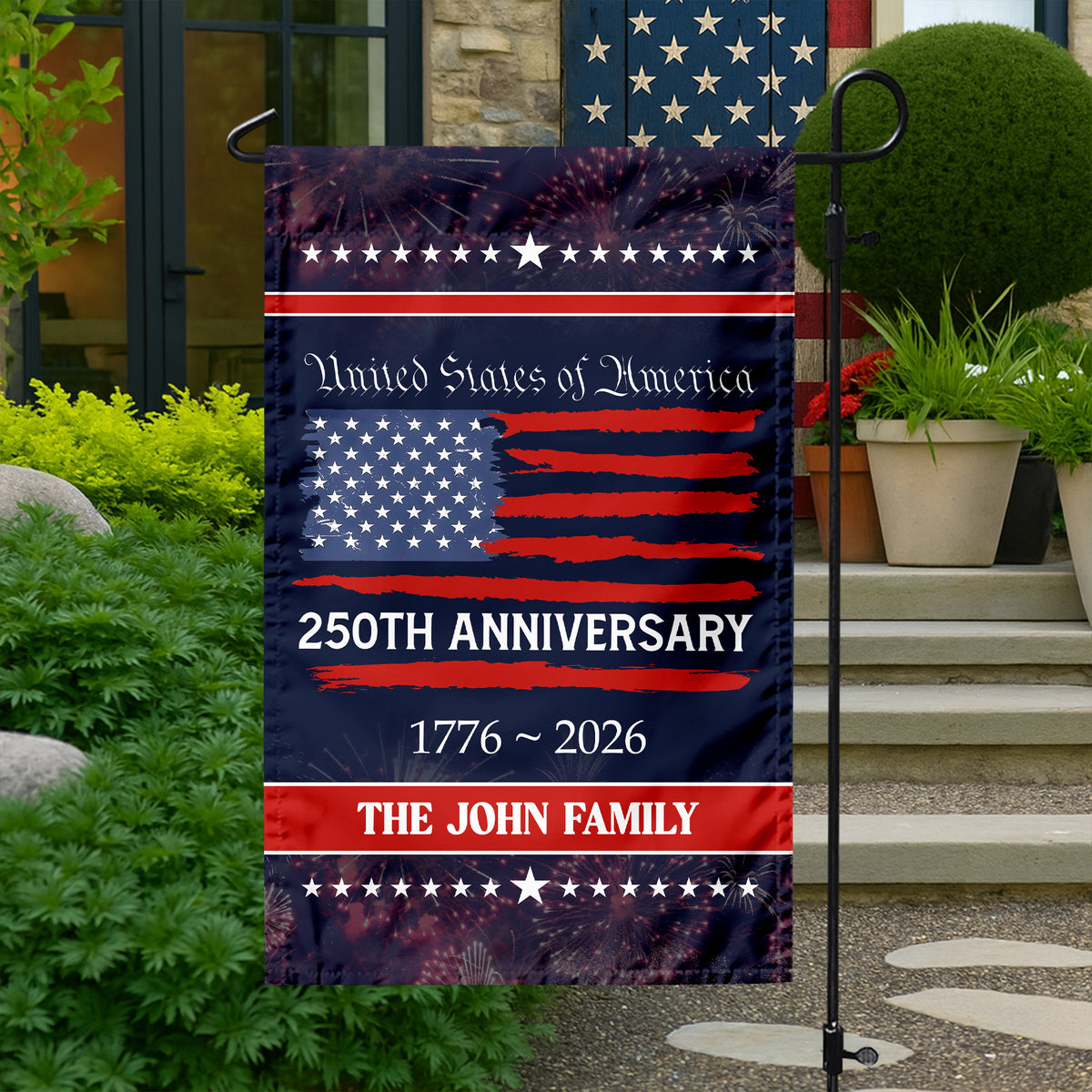 Custom Family Name USA 250th Anniversary Garden Flag TH10 898287