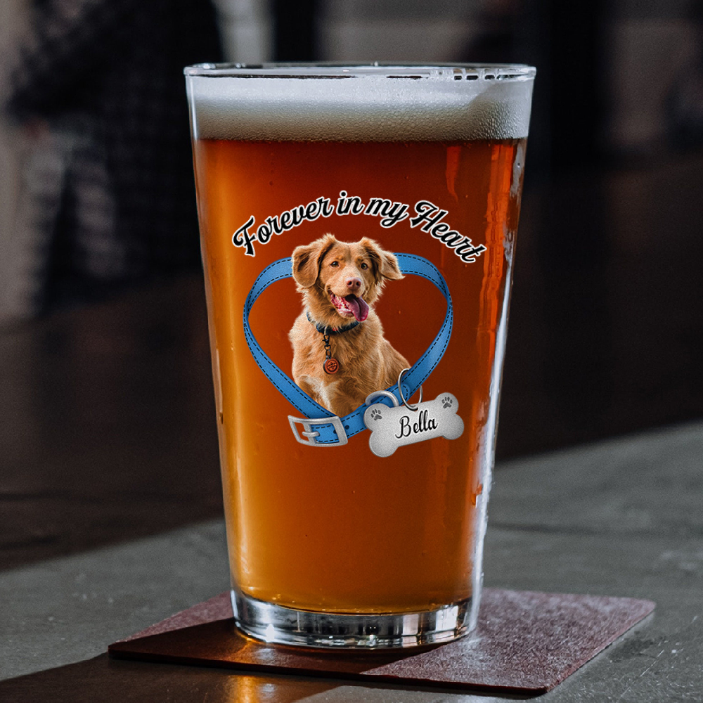 Custom Photo Forever In My Heart Memorial Beer Glass For Dog Lovers CH07 911256