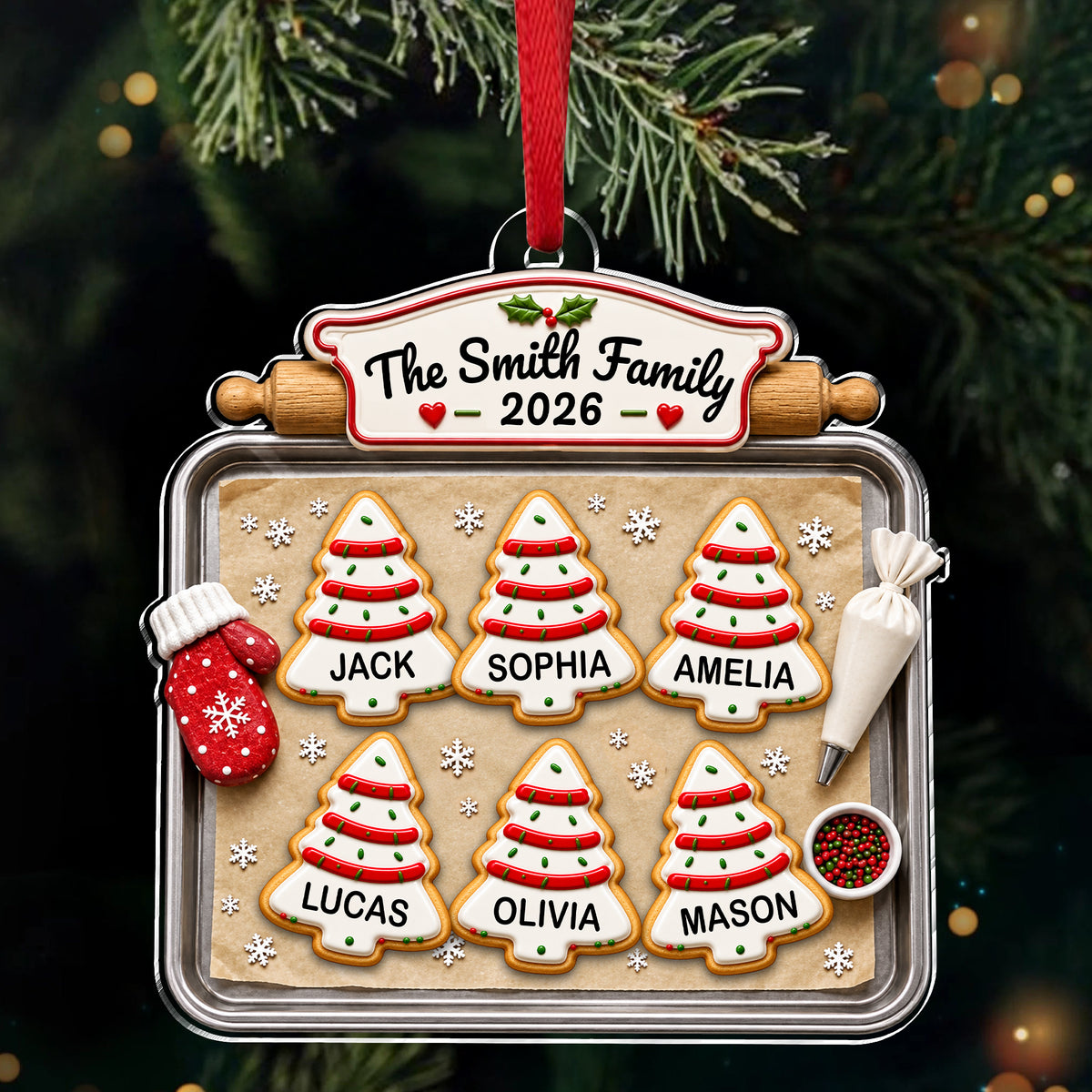 Personalized Family Cookie Baking Tray Christmas Acrylic Ornament TH10 171133