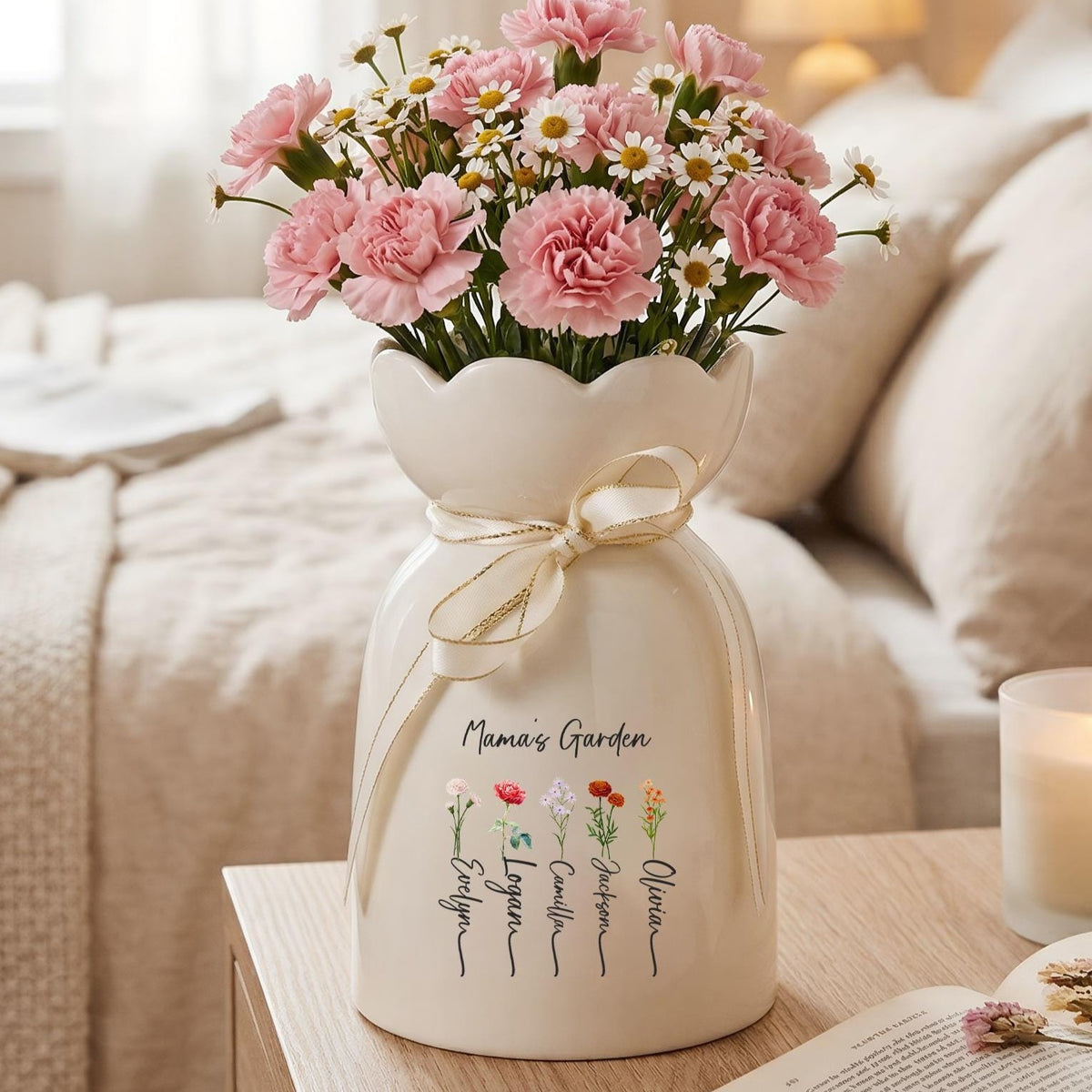 Custom Mama’s Garden Birth Month Flower Ceramic Vase, Mother’s Day Gift from Kids LM32 899721