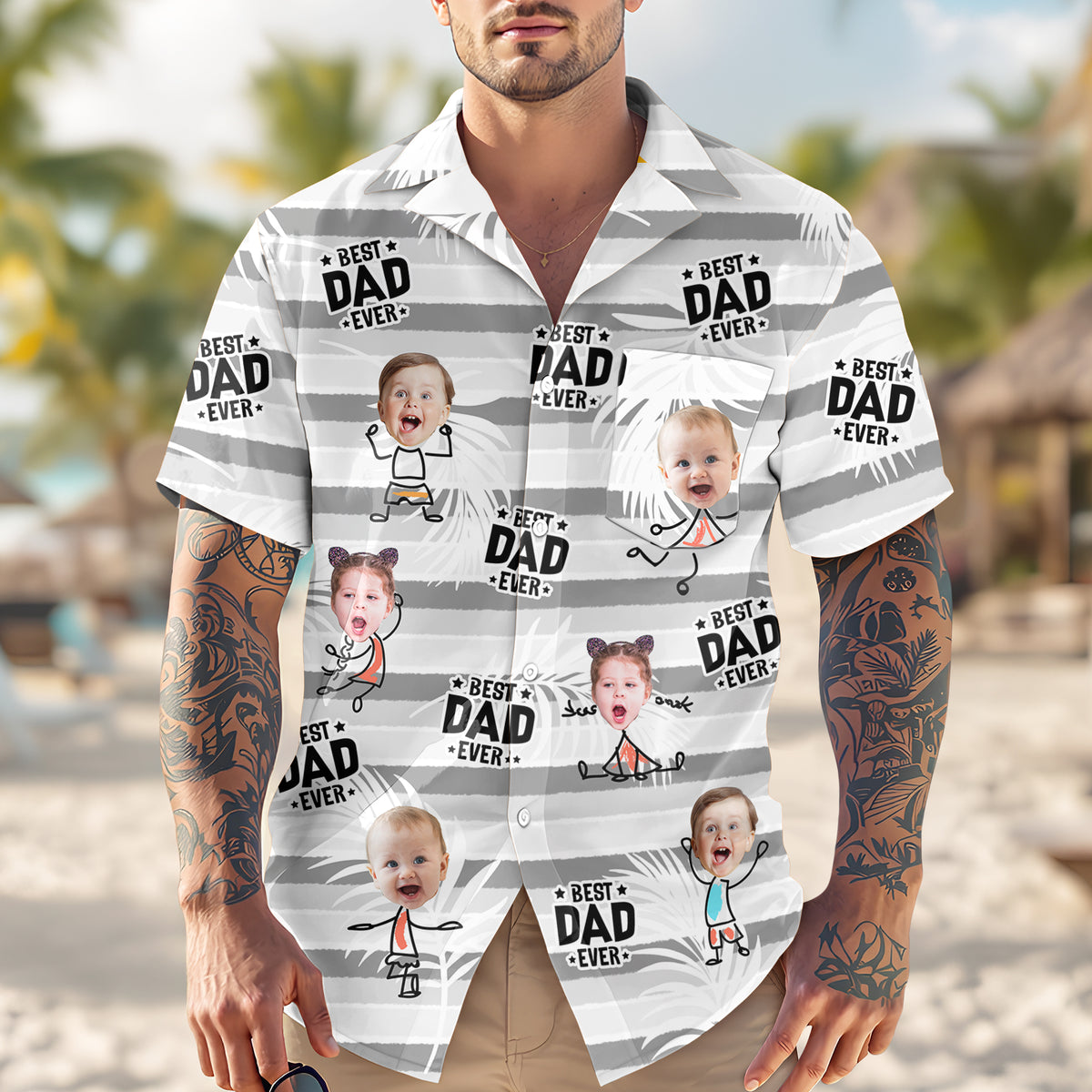 Custom Photo Best Dad Grandpa Ever - Personalized  Hawaiian Shirt LM32 893623