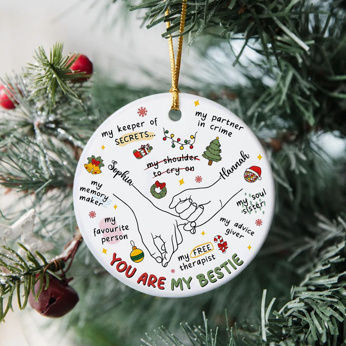 You're My Bestie Personalized Ceramic Ornament Gift For Sister Besties BFF TH10 894855